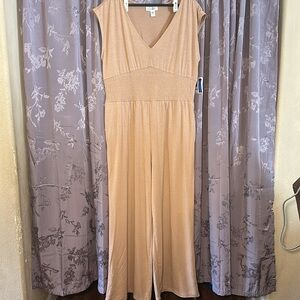 Elegant Beige Sleeveless Jumper/Romper